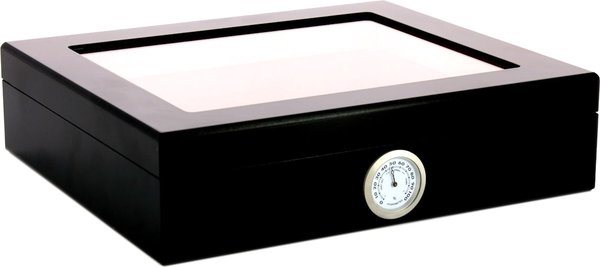 Humidor de tapa de cristal (negro)