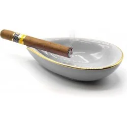 Cenicero de Cerámica adorini en forma de hoja de puro Blanco