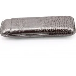 Estuche de cuero Romeo y Julieta para 2 puros plateado