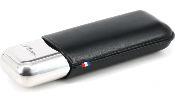 Estuche de metal y cuero S.T. Dupont para 2 puros negro