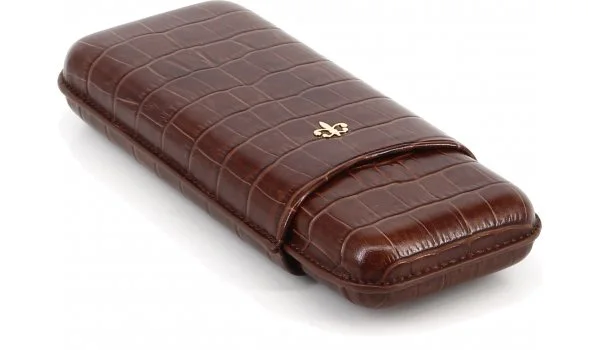 Estuche de piel Montecristo Marrón aspecto de cocodrilo