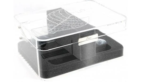 Humidificador Acrílico Zino Transparente Hoja de Tabaco