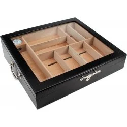 Humidor con tapa de cristal negro