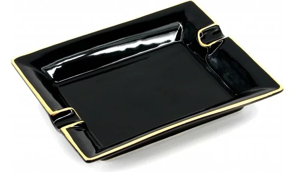 Cenicero Cigarro Rectangular Pintado de Oro Negro