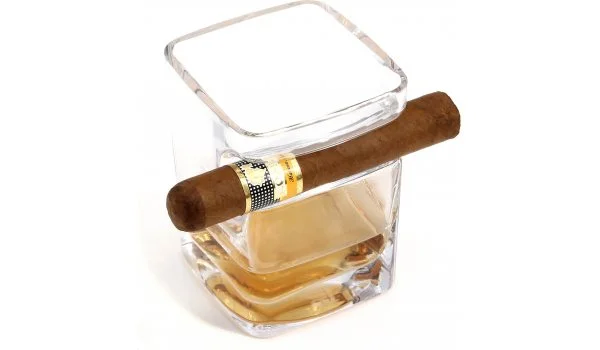 Vaso de cristal adorini Cigarros Ron y Whisky