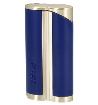 Encendedor adorini Curve de Llama Simple Azul / Oro Amarillo incl. Punzón para Puros
