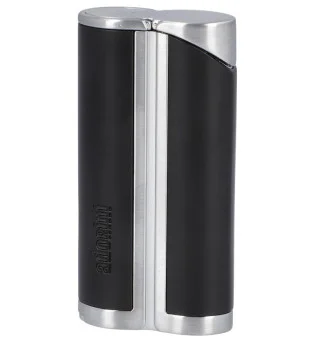 Encendedor adorini Curve de Llama Simple Negro / Plata Satinada incl. Punzón para Puros