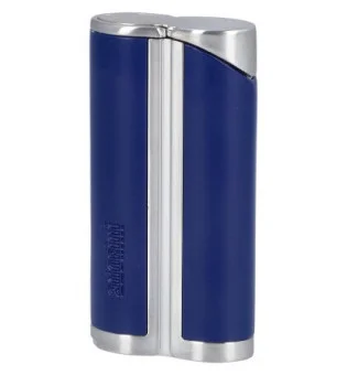 Encendedor adorini Curve de Llama Simple Azul / Plata Satinada incl. Punzón para Puros