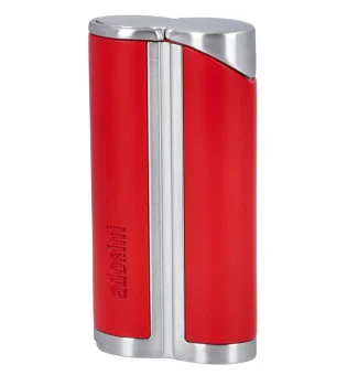 Encendedor adorini Curve de Llama Simple Rojo / Plata Satinada incl. Punzón para Puros