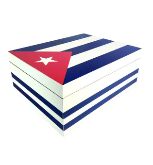 Humidor Blanco con Bandera de Cuba 50-75 puros
