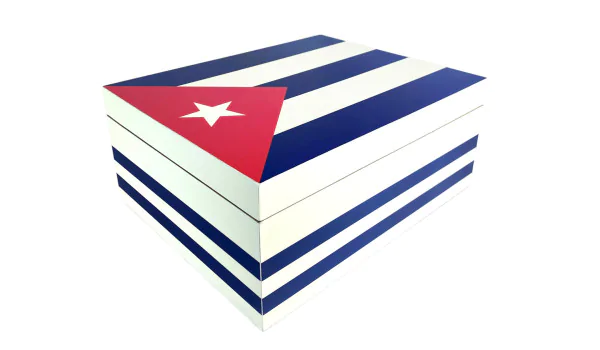 Humidor Blanco con Bandera de Cuba 50-75 puros