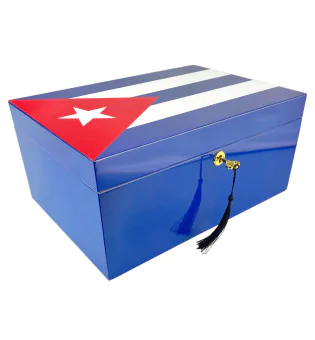 Humidor Azul con Bandera de Cuba 100 puros