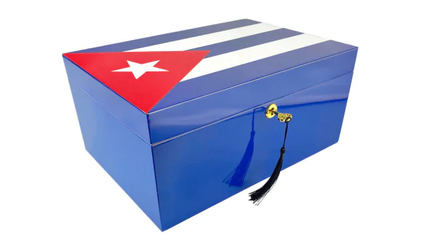 Humidor Azul con Bandera de Cuba 100 puros