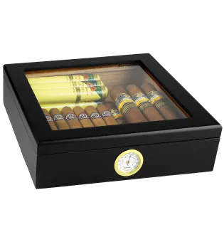 BigSmoke Humidor negro con tapa de cristal imagen 9