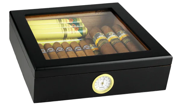 BigSmoke Humidor negro con tapa de cristal imagen 9