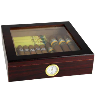 Humidor BigSmoke marrón con tapa de cristal
