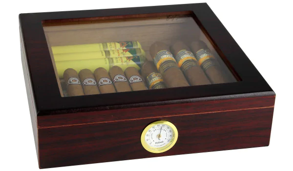 BigSmoke Humidor marrón con tapa de cristal