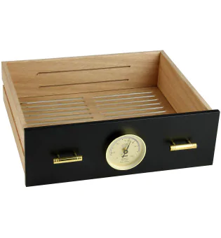Cajón para adorini Humidificador Chianti mediano negro con orificio para higrómetro imagen 5