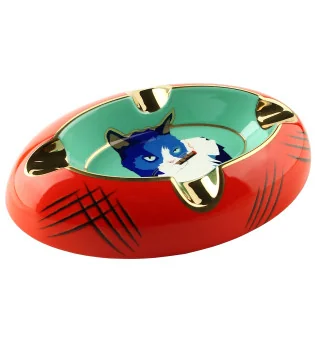 Cenicero Siglo Gato azul/rojo