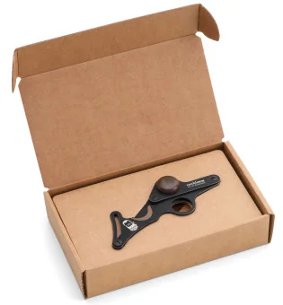 Tijeras para puros Fox de acero inoxidable negro con soporte de madera y cenicero 749/1 SM BSW