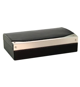 Humidificador de Viaje de Cuero Negro con Cortapuros