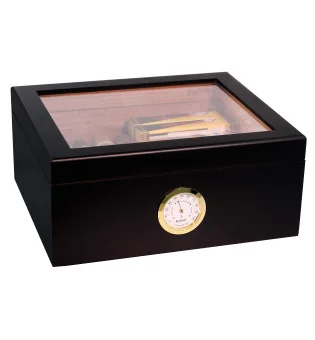 Humidor BigSmoke Mediano negro con Tapa de Vidrio