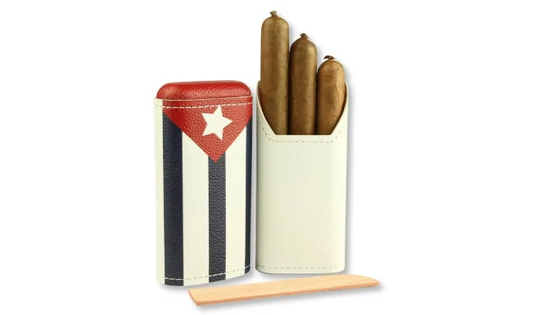 Estuche adorini para 2-3 puros piel real bandera cubana