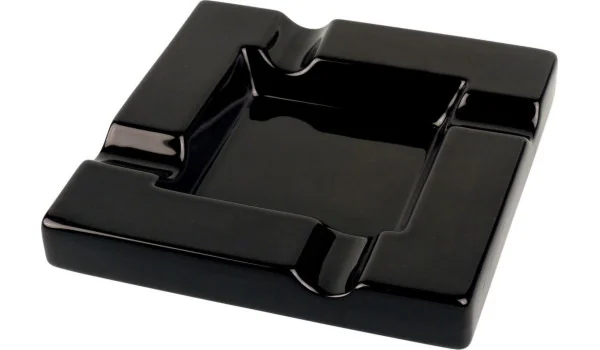 Cenicero para puros de cerámica negro con 4 apoyos