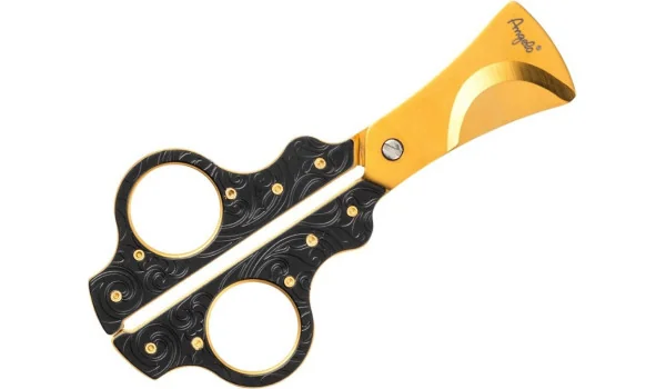 Angelo Tijeras para puros metal de alta gama negro y dorado