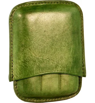 Angelo Estuche para 3 puros cuero verde
