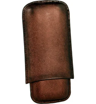 Angelo Estuche para 3 puros cuero marrón oscuro