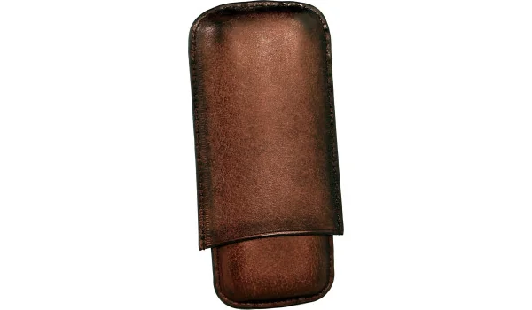 Angelo Estuche para 3 puros cuero marrón oscuro