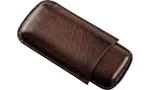 Angelo Estuche para 3 puros cuero marrón oscuro