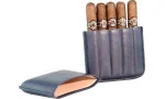 Angelo Estuche para 5 puros cuero azul grisáceo