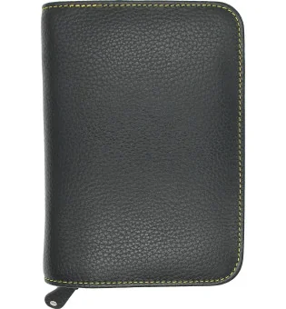 Estuche para puros adorini de cuero con pespunte en amarillo