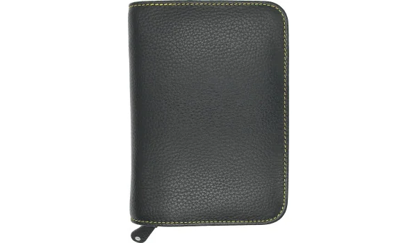 Estuche para puros adorini de cuero con pespunte en amarillo