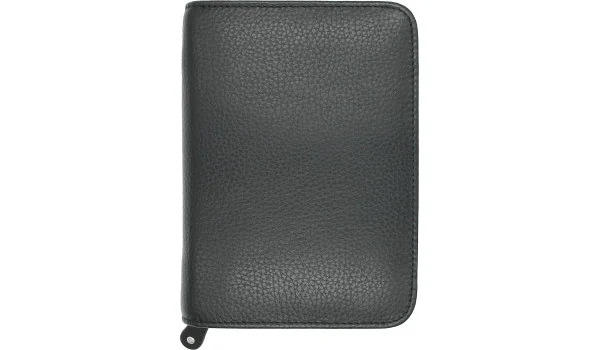 Estuche para puros adorini de cuero negro con pespunte en negro