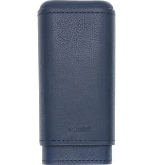 adorini Estuche para 2-3 puros de cuero auténtico Azul