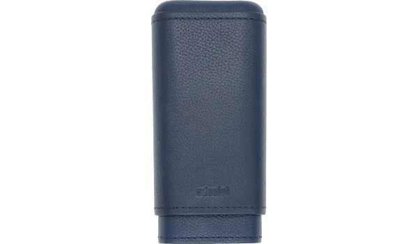 adorini Estuche para 2-3 puros de cuero auténtico Azul