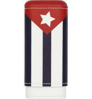Estuche adorini para 2-3 puros piel real bandera cubana