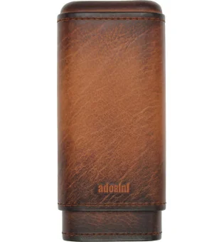 Estuche adorini de Cuero Genuino Vintage para 2-3 Puros marrón