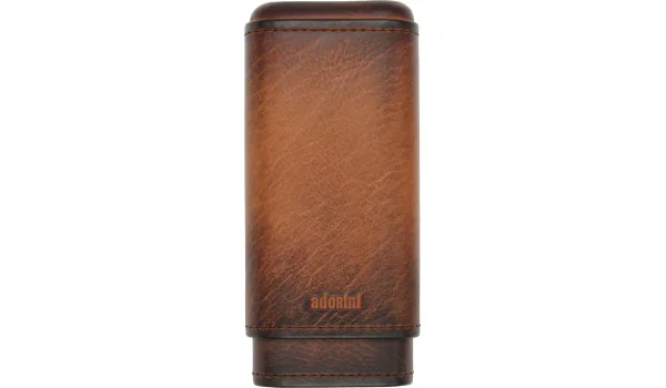 Estuche adorini de Cuero Genuino Vintage para 2-3 Puros marrón
