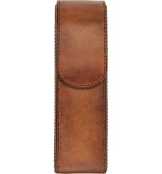 estuche de bolsillo adorini de cuero vintage para 2 puros marrón con funda para cortapuros o encendedor