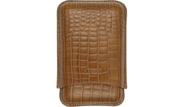 Jemar Estuche para puros triple de piel Coco Camel 464/3