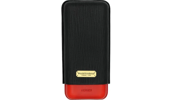 Estuche de piel para 3 puros Partagas Negro Rojo imagen 2