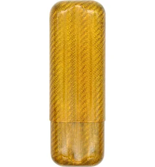 Estuche de fibra de carbono dorado para 2 puros con un calibre de 57