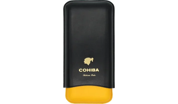 Cohiba Estuche para Puros Cuero Negro, Amarillo y Blanco