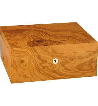 Humidor Adorini Salento de madera de olivo mediano Deluxe