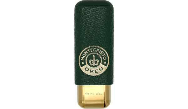 Funda para puros Montecristo Open de cuero y metal, 2 puros
