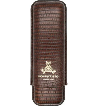 Funda para puros Montecristo de cuero marrón para 2 puros
